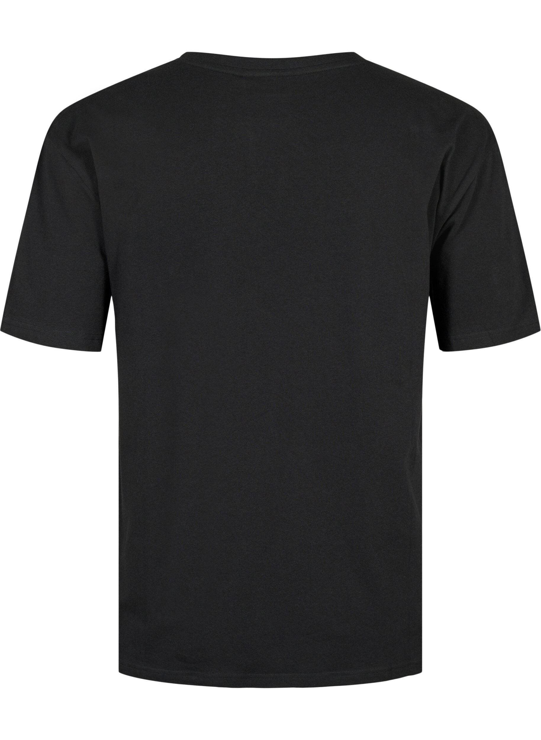 Zizzi T-shirt en coton biologique avec des similipierres, Black, Packshot image number 1