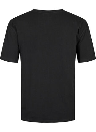 T-shirt en coton biologique avec des similipierres, Black, Packshot image number 1
