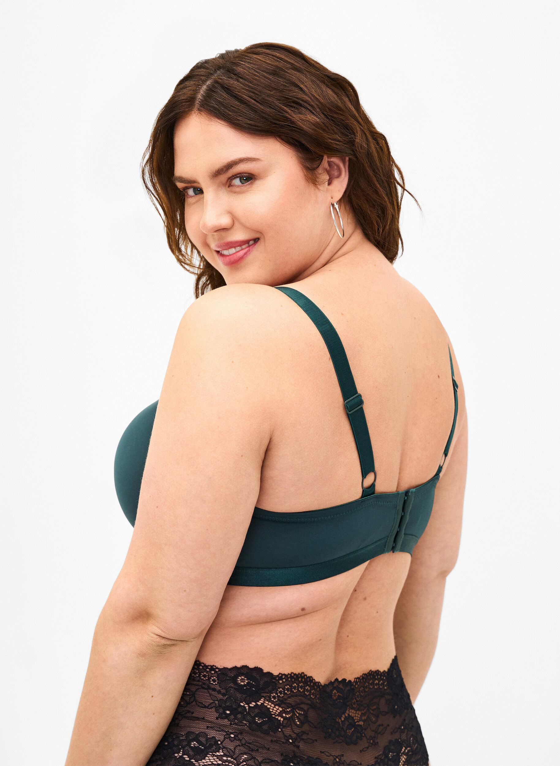 Zizzi Soutien-gorge moul&eacute; avec r&eacute;sille, Vert fonc&eacute;, Model image number 1
