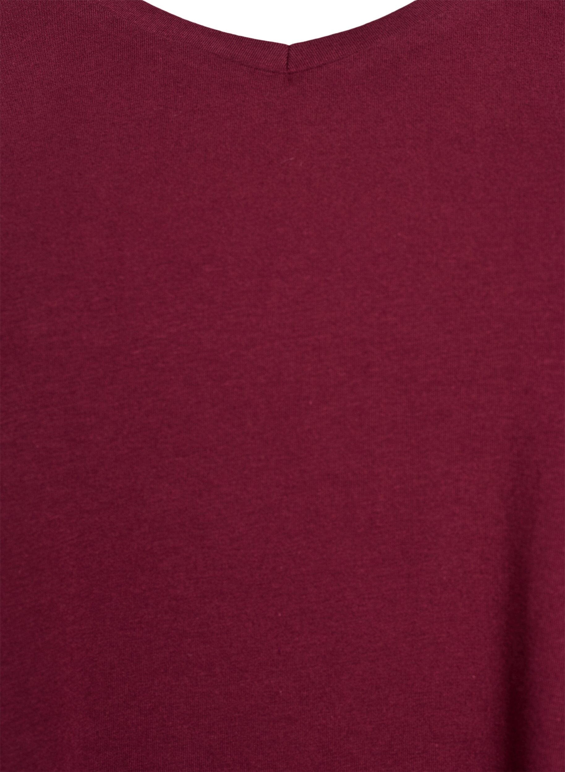 ZizziT-shirt basique en coton de couleur unie, Bordeaux fonc&eacute;, Packshot image number 2