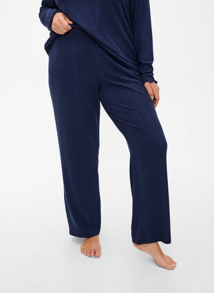Pantalon confortable avec texture rayée, Night Sky Mel., Model image number 2