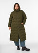 Doudoune longue &agrave; capuche avec motif vagues, Vert Kaki, Model image number 0