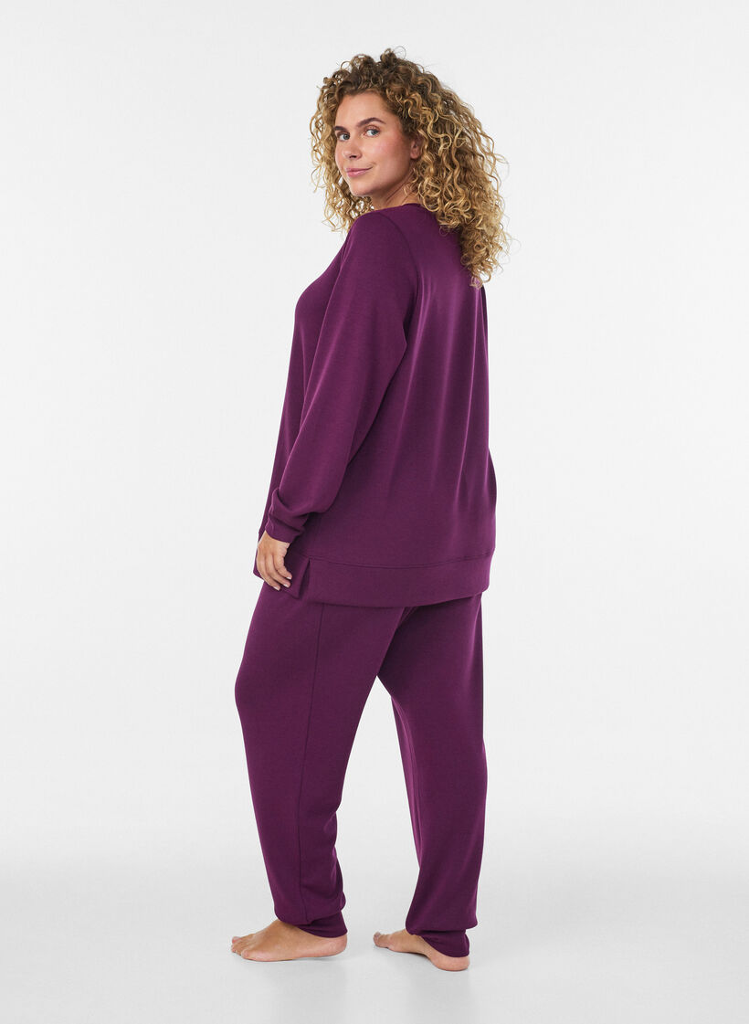 Blouse en jersey &agrave; manches longues et col rond, Violet, Model image number 2