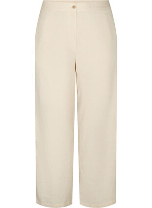 Pantalon taille haute en coton et en lin, Whitecap Gray, Packshot image number 0