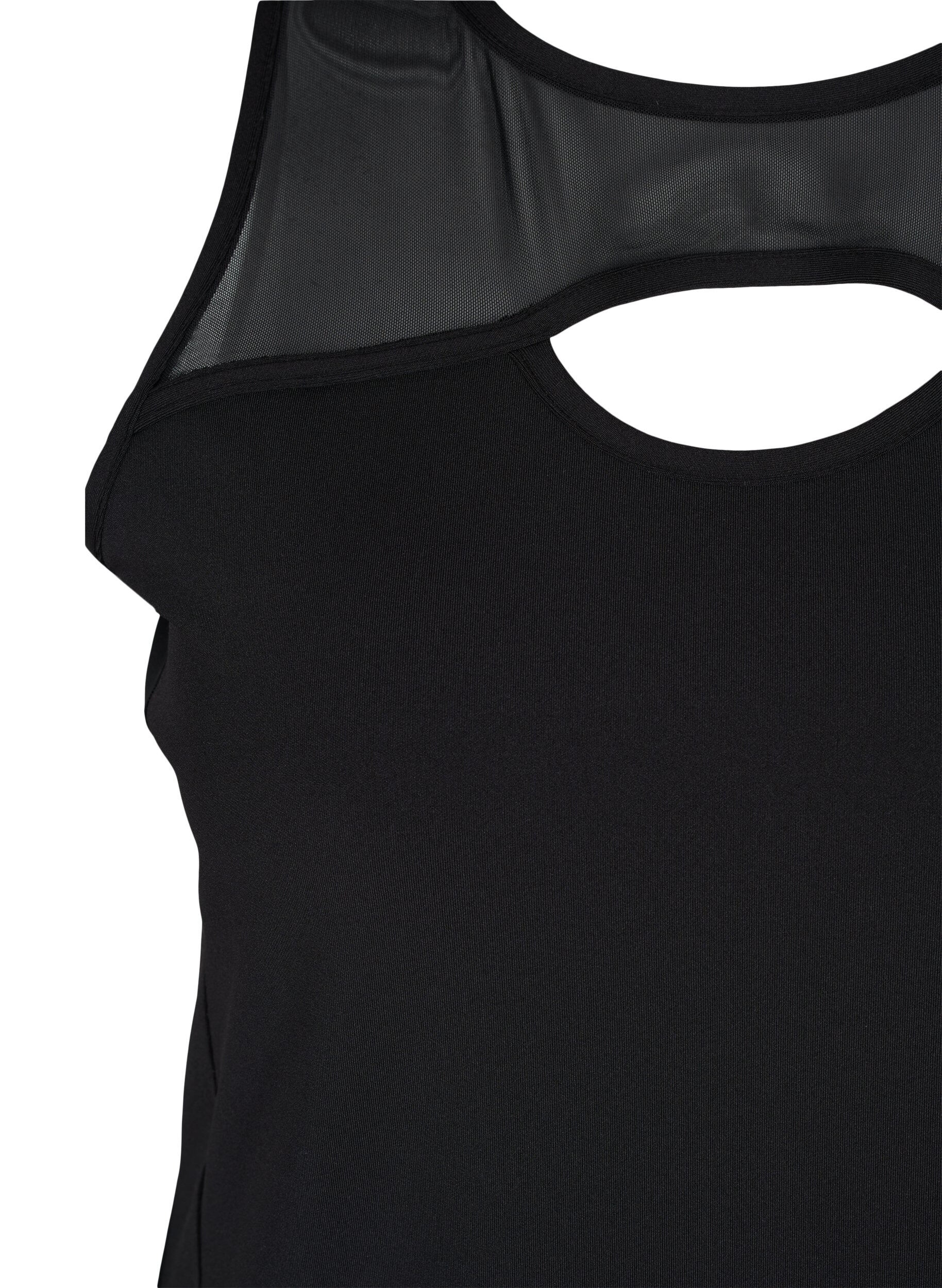 Zizzi Top de sport avec mesh et dos nageur, Black, Packshot image number 2
