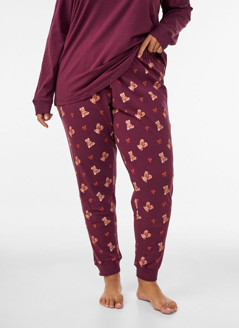 Bas de pyjama imprim&eacute;, Bordeaux, Model image number 0