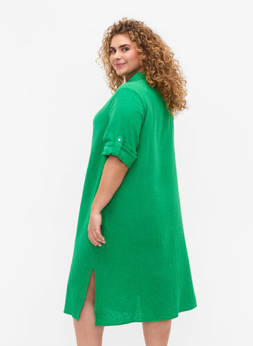 Robes en coton à manches courtes, Bright Green, Model image number 1