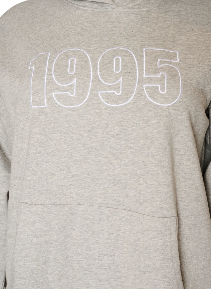 Sweat &agrave; capuche avec motif brod&eacute;, Gris, Packshot image number 2