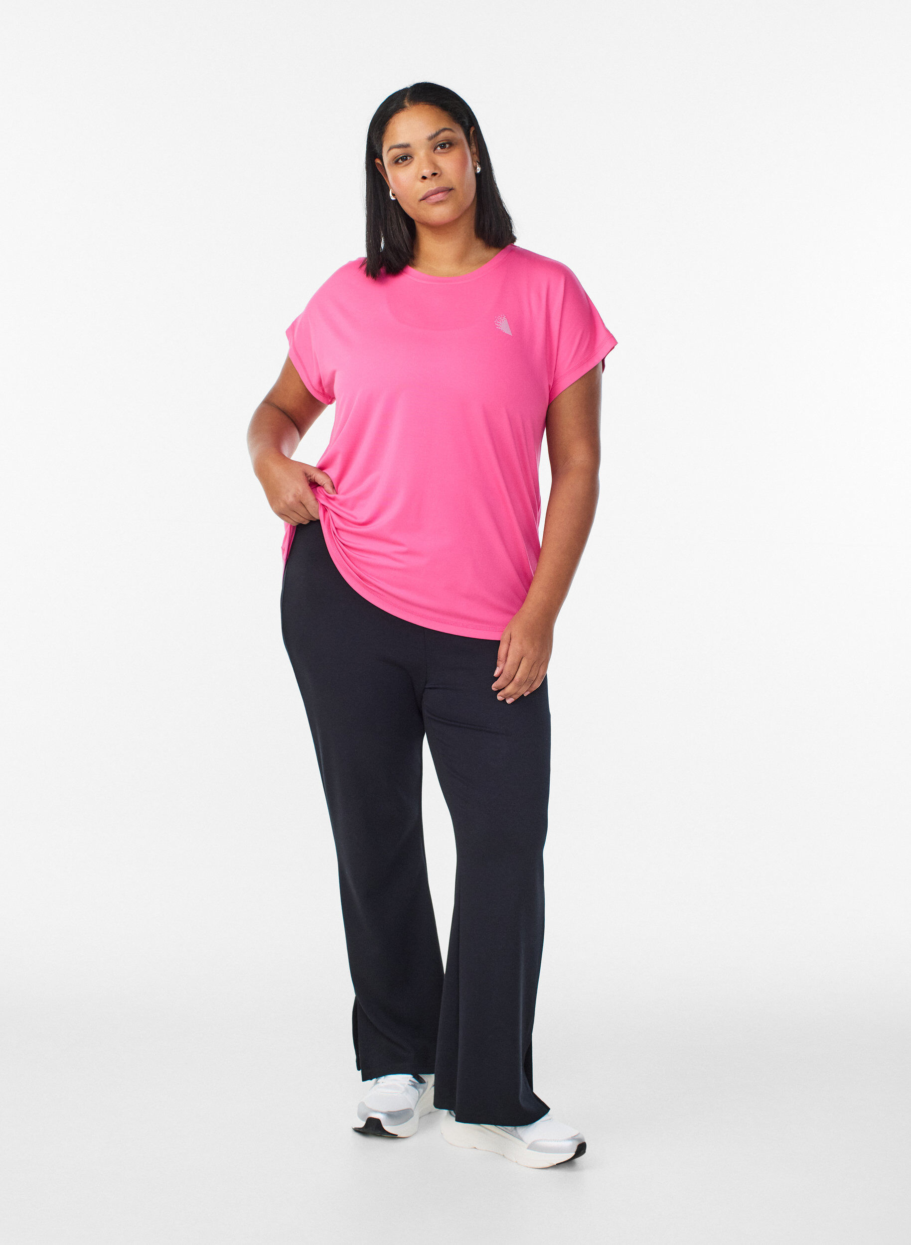 Zizzi T-shirt de sport couleur unie, Rose, Model image number 1