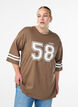 T-shirt college oversize à manches 3/4, Marron, Model image number 0