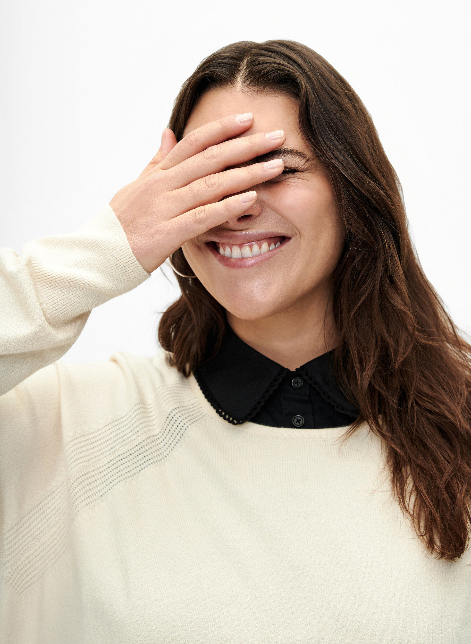 Zizzi Col avec ruban en dentelle, Black, Model image number 1