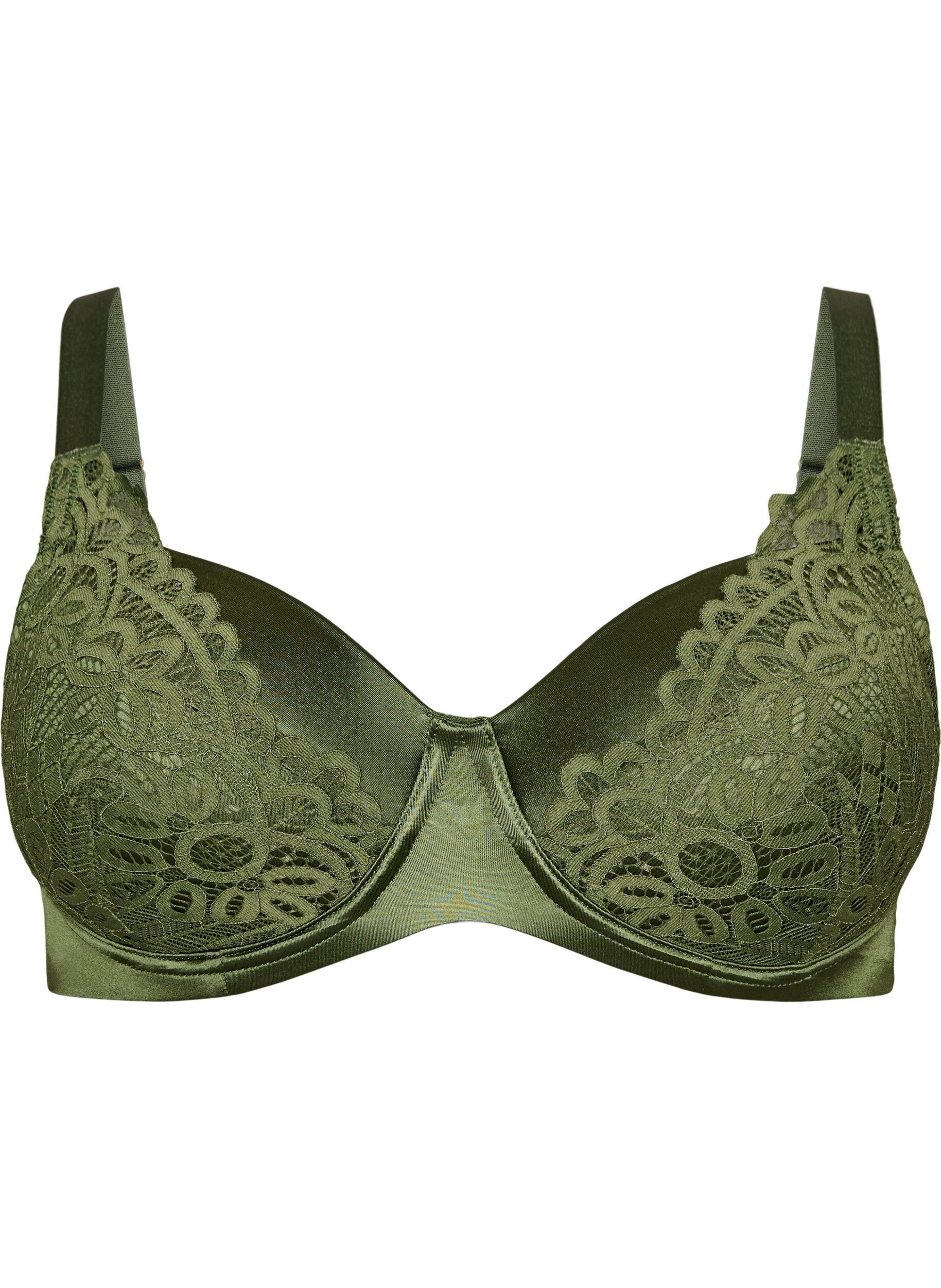 ZizziSoutien-gorge &agrave; armatures rembourr&eacute; avec dentelle, Vert Kaki, Packshot image number 0
