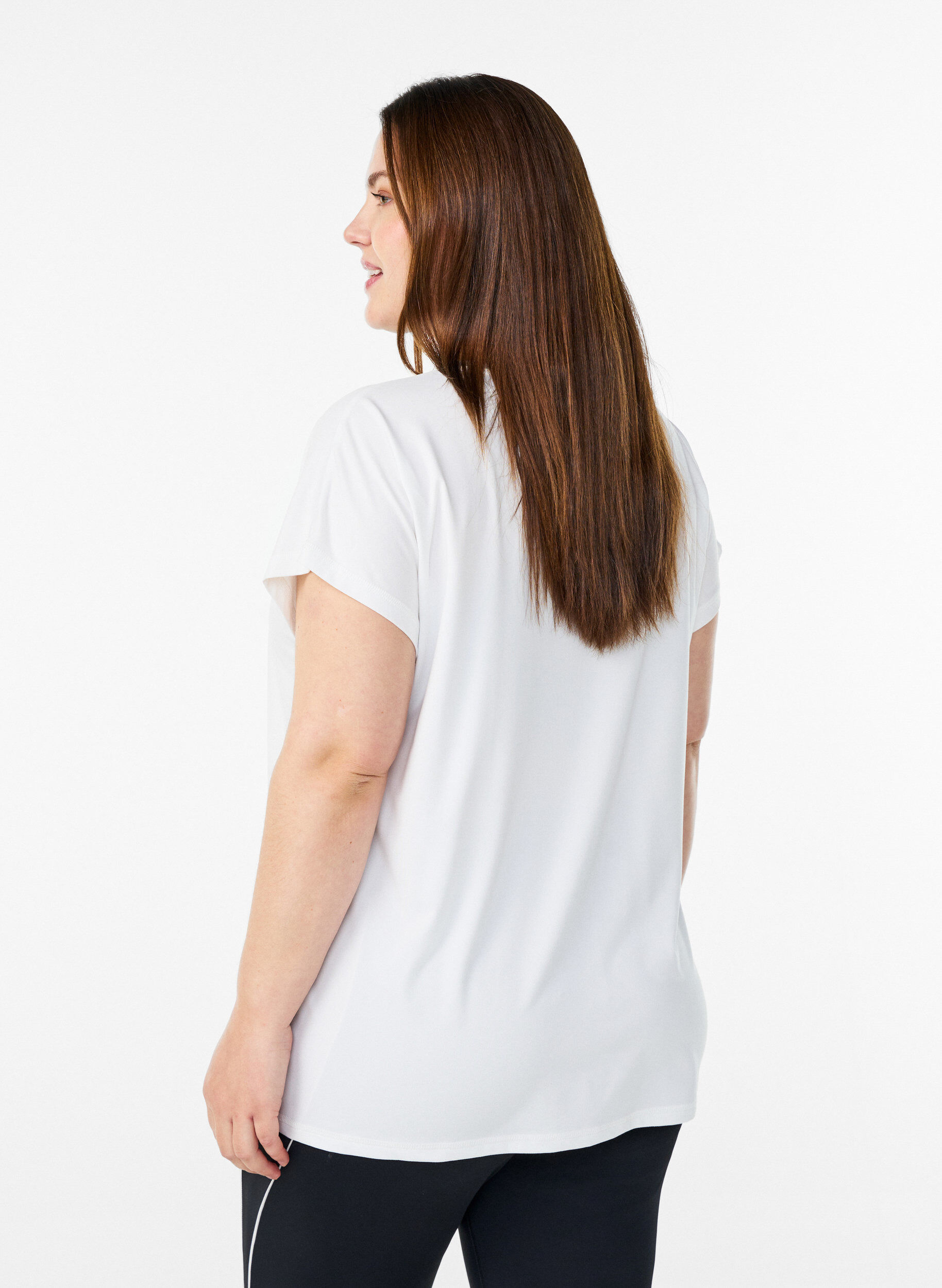 Zizzi T-shirt de sport couleur unie, Blanc, Model image number 2
