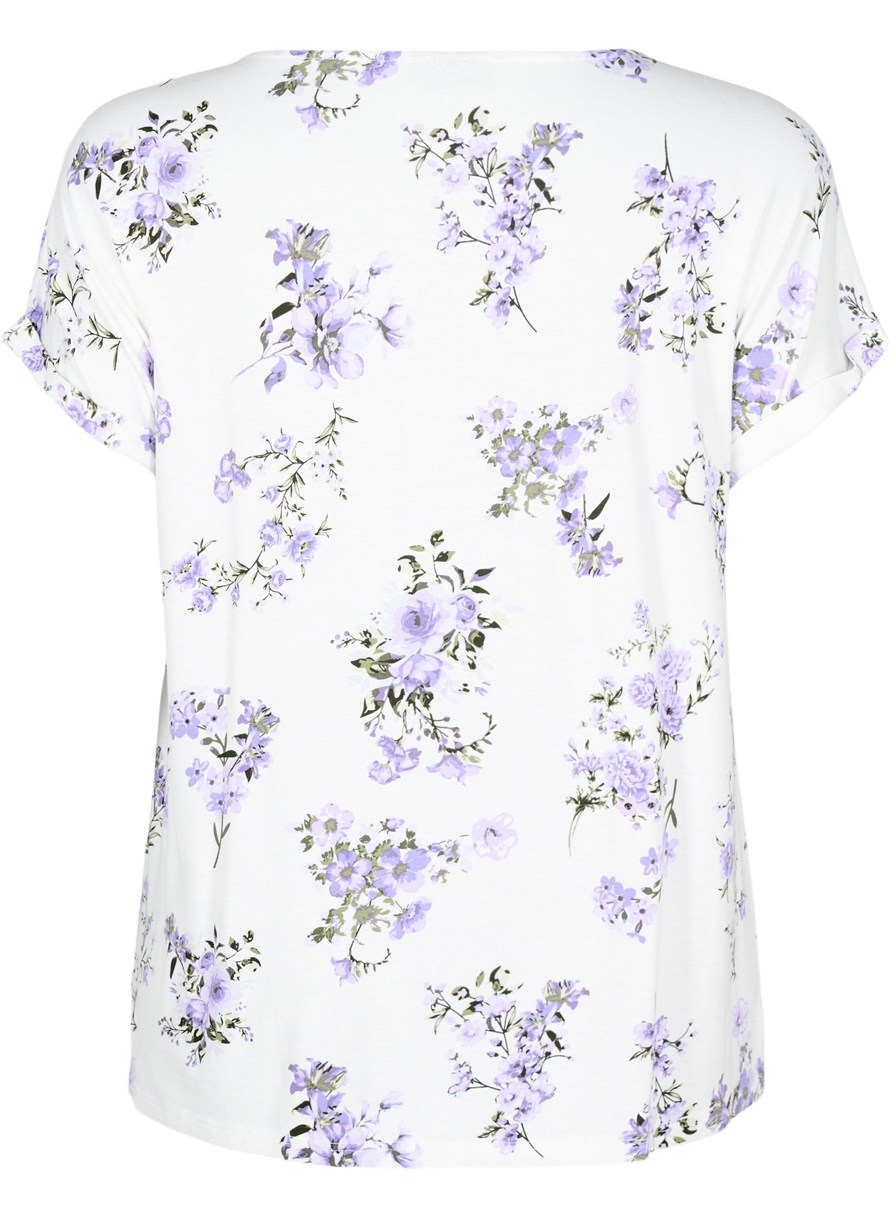 Zizzi T-shirt avec imprim&eacute; floral, Violet, Packshot image number 1
