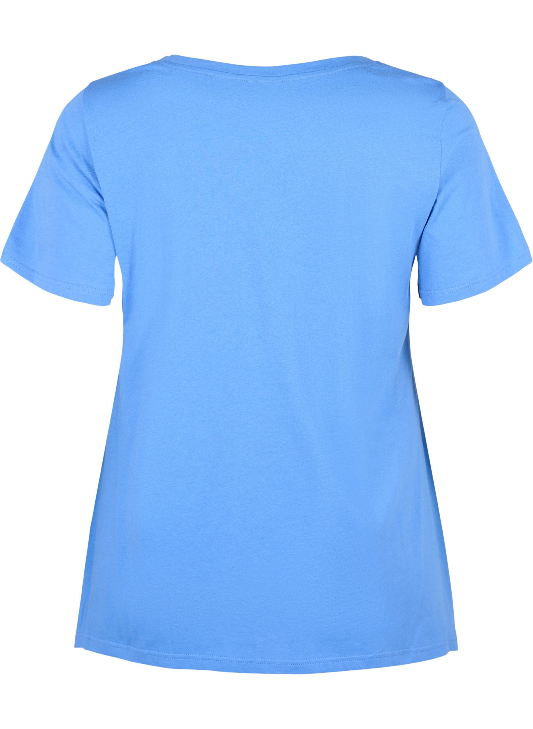 Zizzi T-shirt en coton &agrave; manches courtes, Ultramarine HEAVENLY, Packshot image number 1