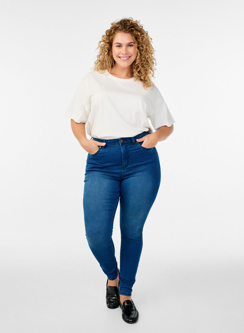 Jean Amy super slim &agrave; taille haute, Bleu, Model image number 0