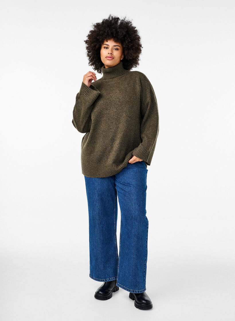 Chemisier à col roulé en maille, Sea Turtle Mel., Model image number 3