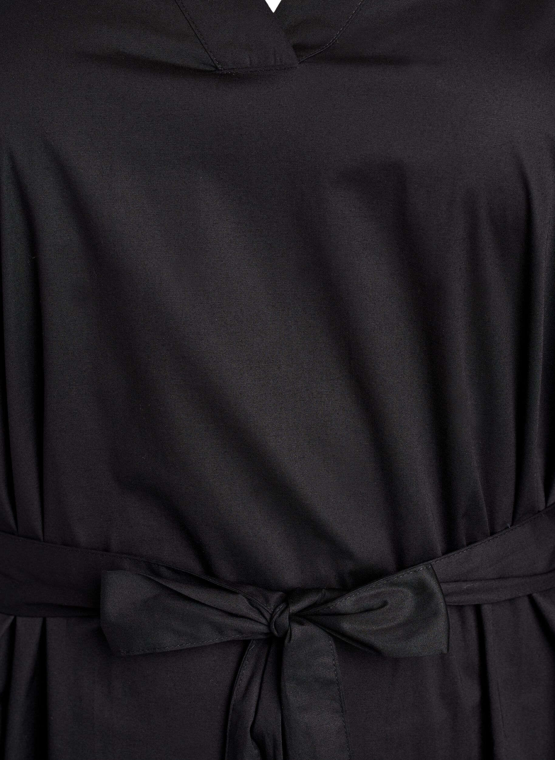 Zizzi Robe en coton bio avec ceinture &agrave; nouer, Noir, Packshot image number 2