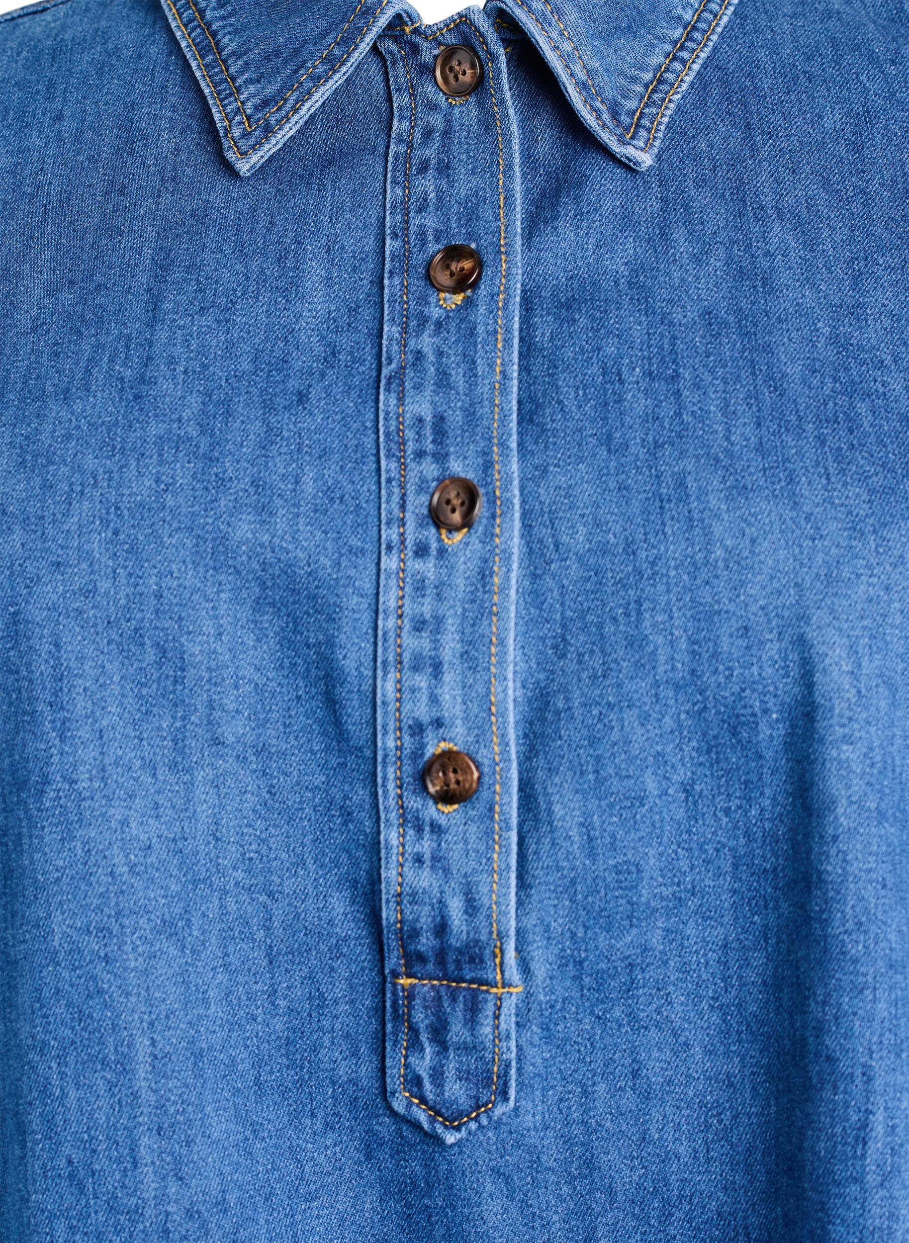 Zizzi Blouse ample en jean avec col et patte de boutonnage, Bleu, Packshot image number 2