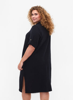 Robes en coton à manches courtes, Black, Model image number 1