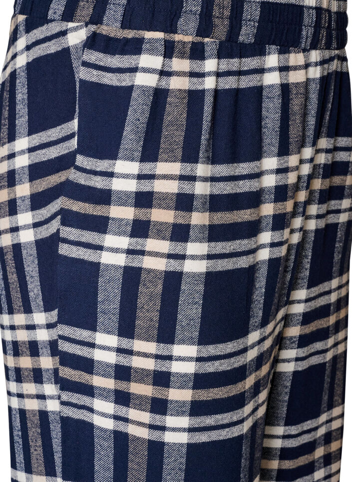 Bas de pyjama &agrave; carreaux en coton, Bleu, Packshot image number 2