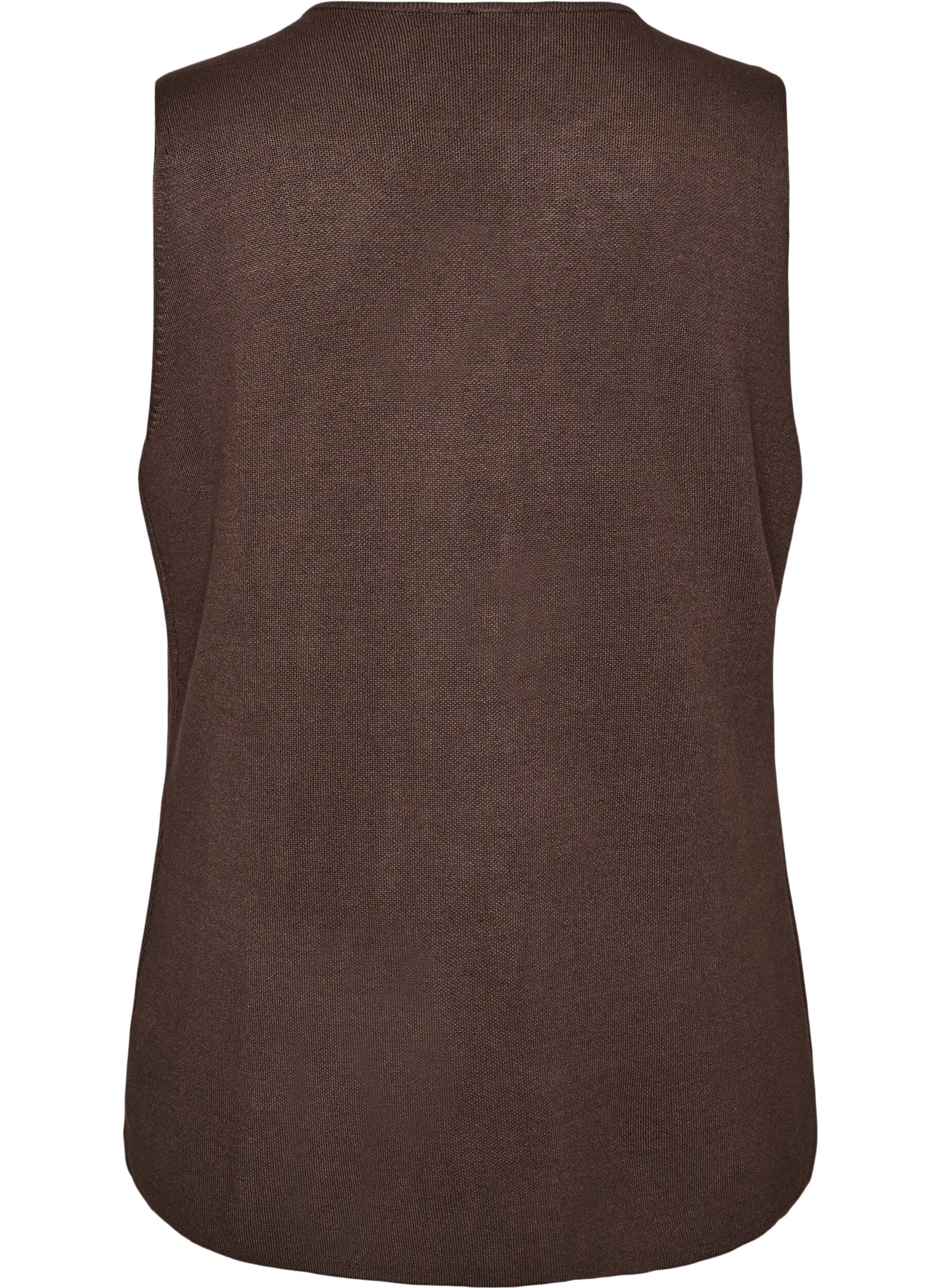 ZizziGilet en maille sans manches avec boutons d&eacute;coratifs, Marron, Packshot image number 1