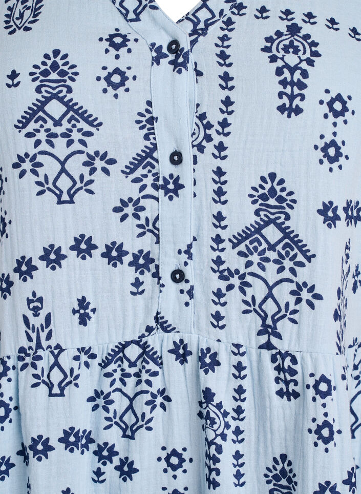 Robe courte en mousseline de coton &agrave; motif, Bleu Clair, Packshot image number 2