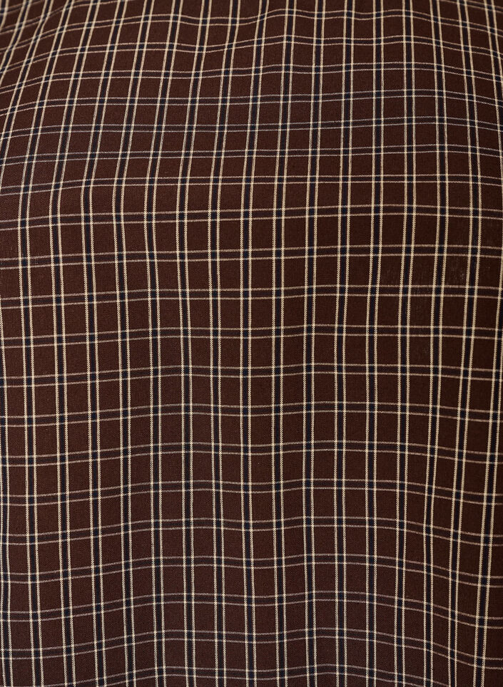 Top &agrave; carreaux avec bordure asym&eacute;trique en dentelle, Marron, Packshot
