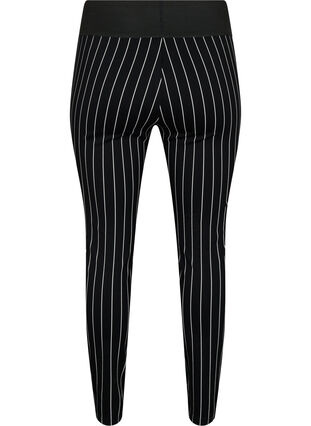 Leggings à rayures fines, Black/White Stripes, Packshot image number 1