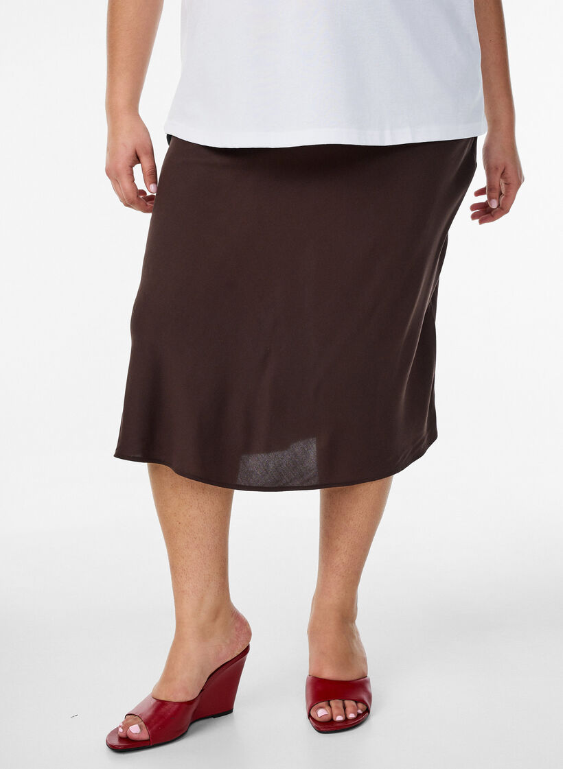 Jupe en viscose avec une ceinture &eacute;lastique, Marron, Model image number 2