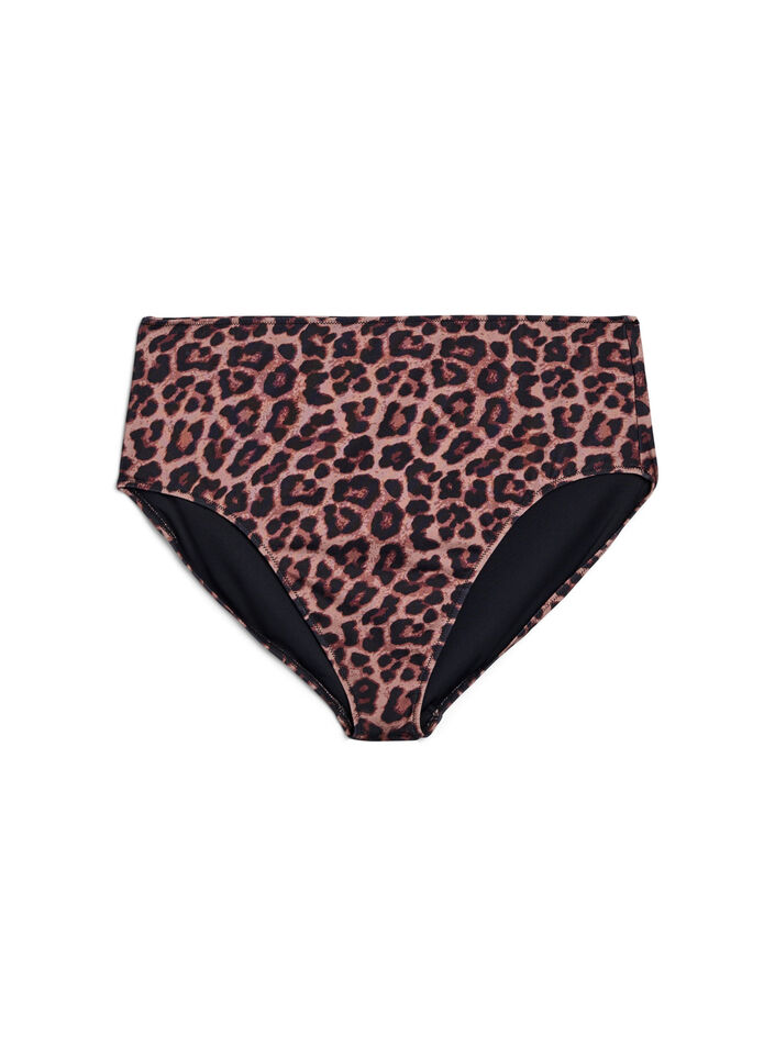 Culotte de bikini taille haute &agrave; imprim&eacute; floral, Marron, Packshot image number 0