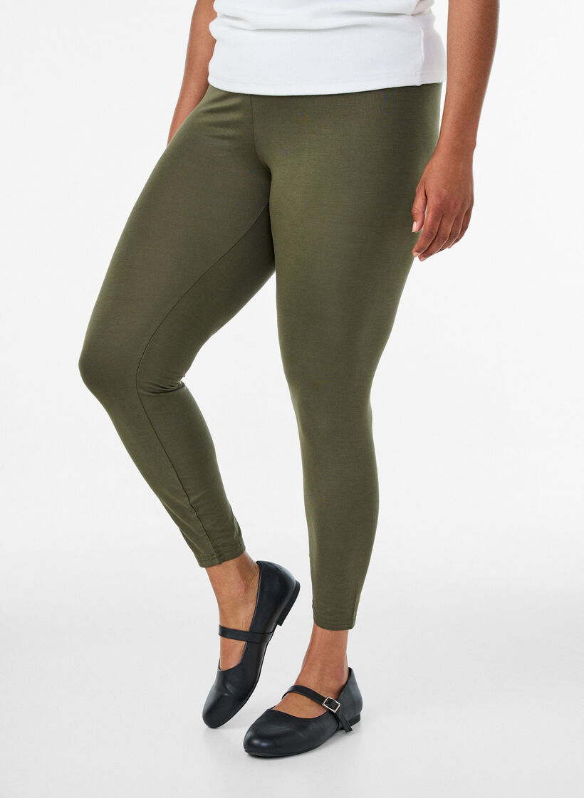 Leggings basiques en viscose, Vert Kaki, Model image number 0