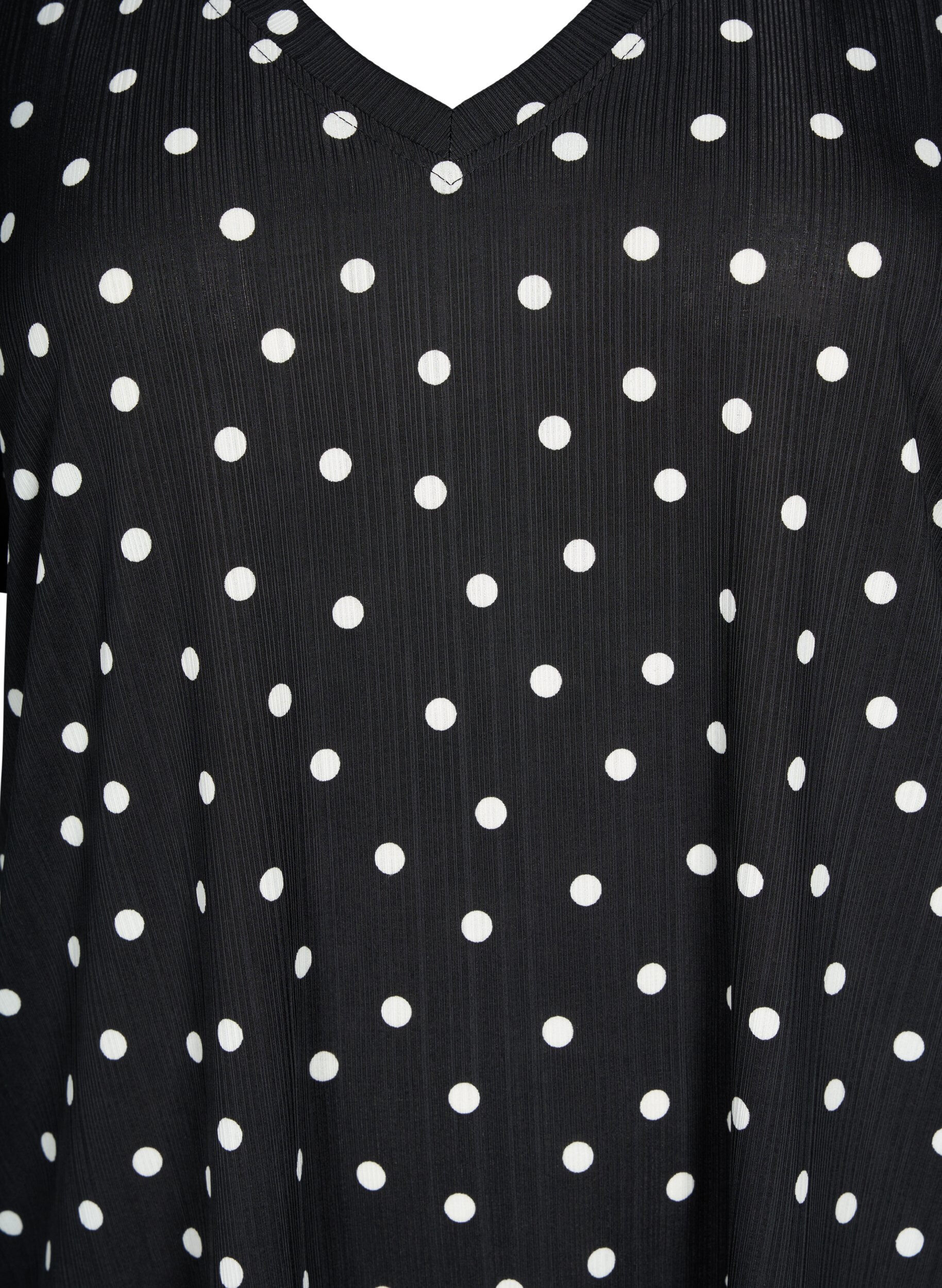 Zizzi FLASH - T-shirt imprim&eacute; avec col en V, Black Dot, Packshot image number 2