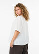 Chemise en coton &agrave; manches courtes avec col V, Blanc, Model image number 1