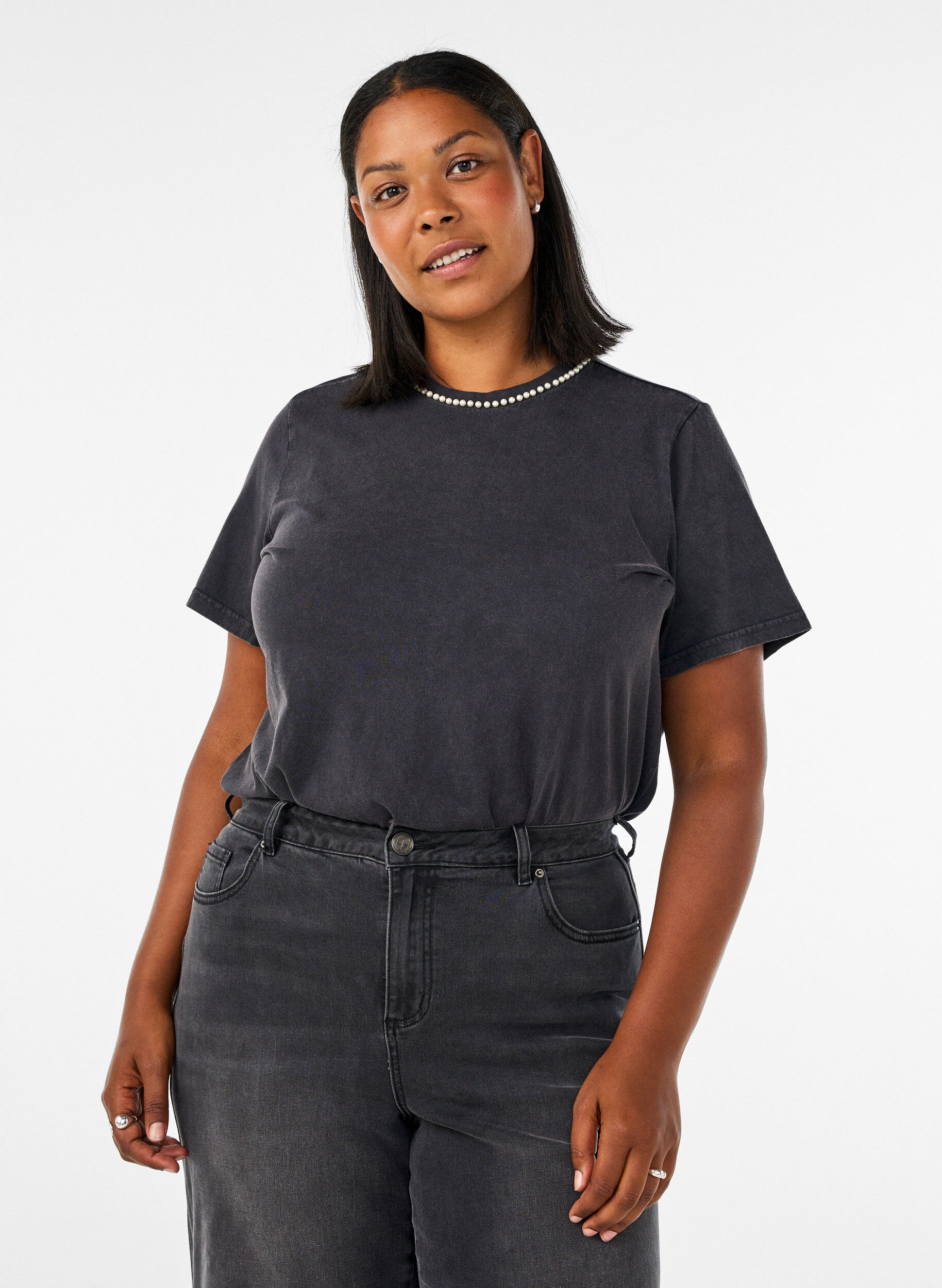 ZizziT-shirt graphique en coton bio, Gris, Model image number 0