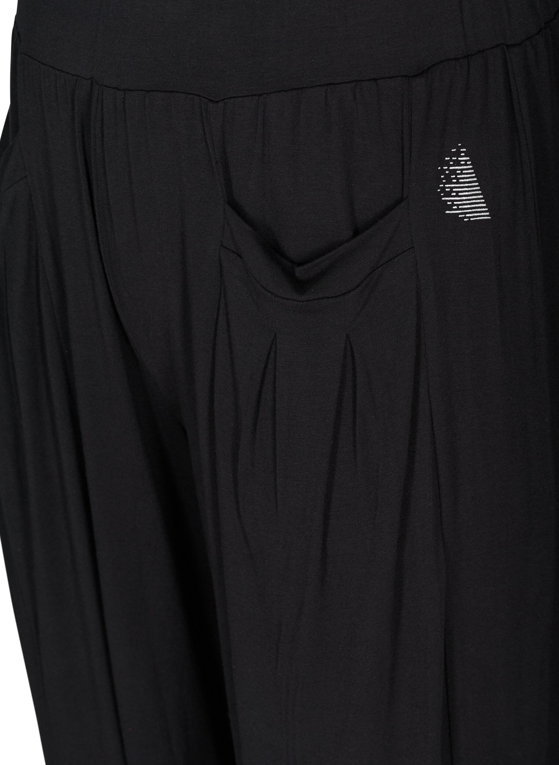 Zizzi Pantalon ample en viscose avec poches, Black, Packshot image number 2