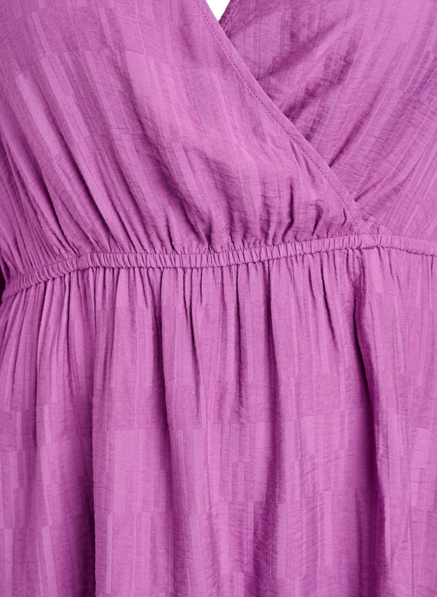 Zizzi Robe courte textur&eacute;e effet portefeuille, Violet, Packshot image number 2