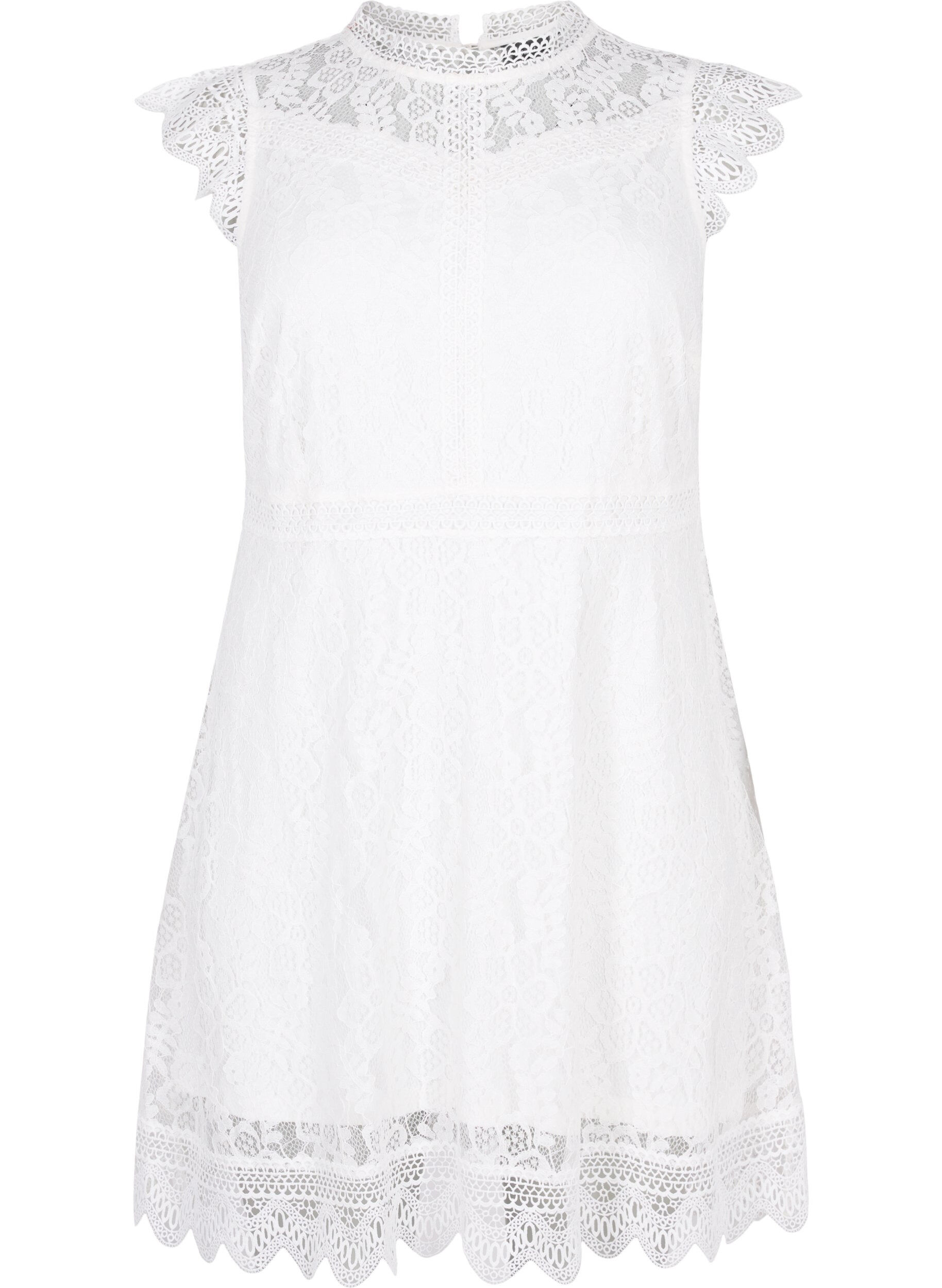 Zizzi Robe en dentelle sans manches, Bright White, Packshot image number 0