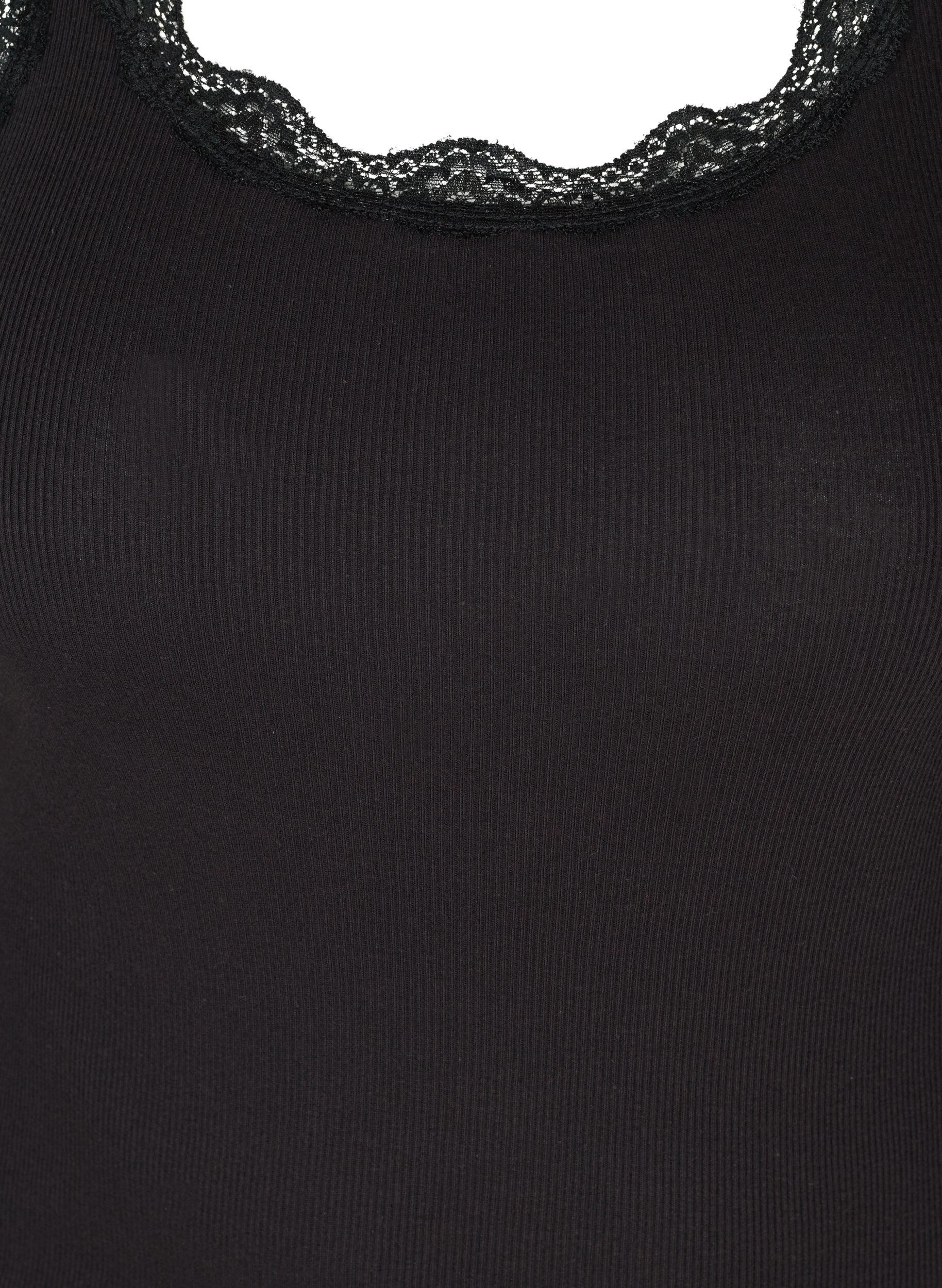ZizziHaut avec bordure en dentelle, Noir, Packshot image number 2