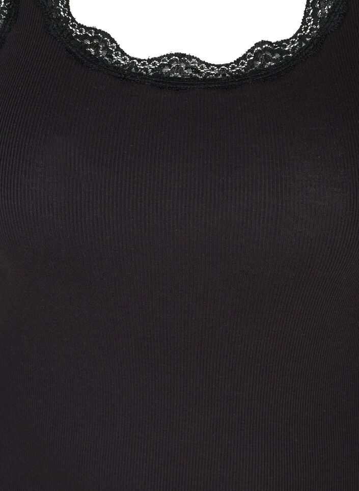 Haut avec bordure en dentelle, Noir, Packshot image number 2