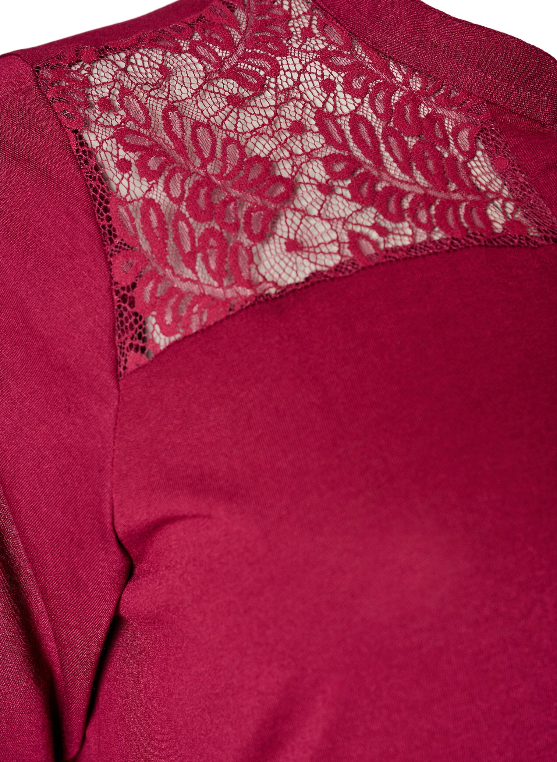 ZizziRobe en jersey avec d&eacute;tails en dentelle et jupe superpos&eacute;e, Rouge, Packshot image number 3