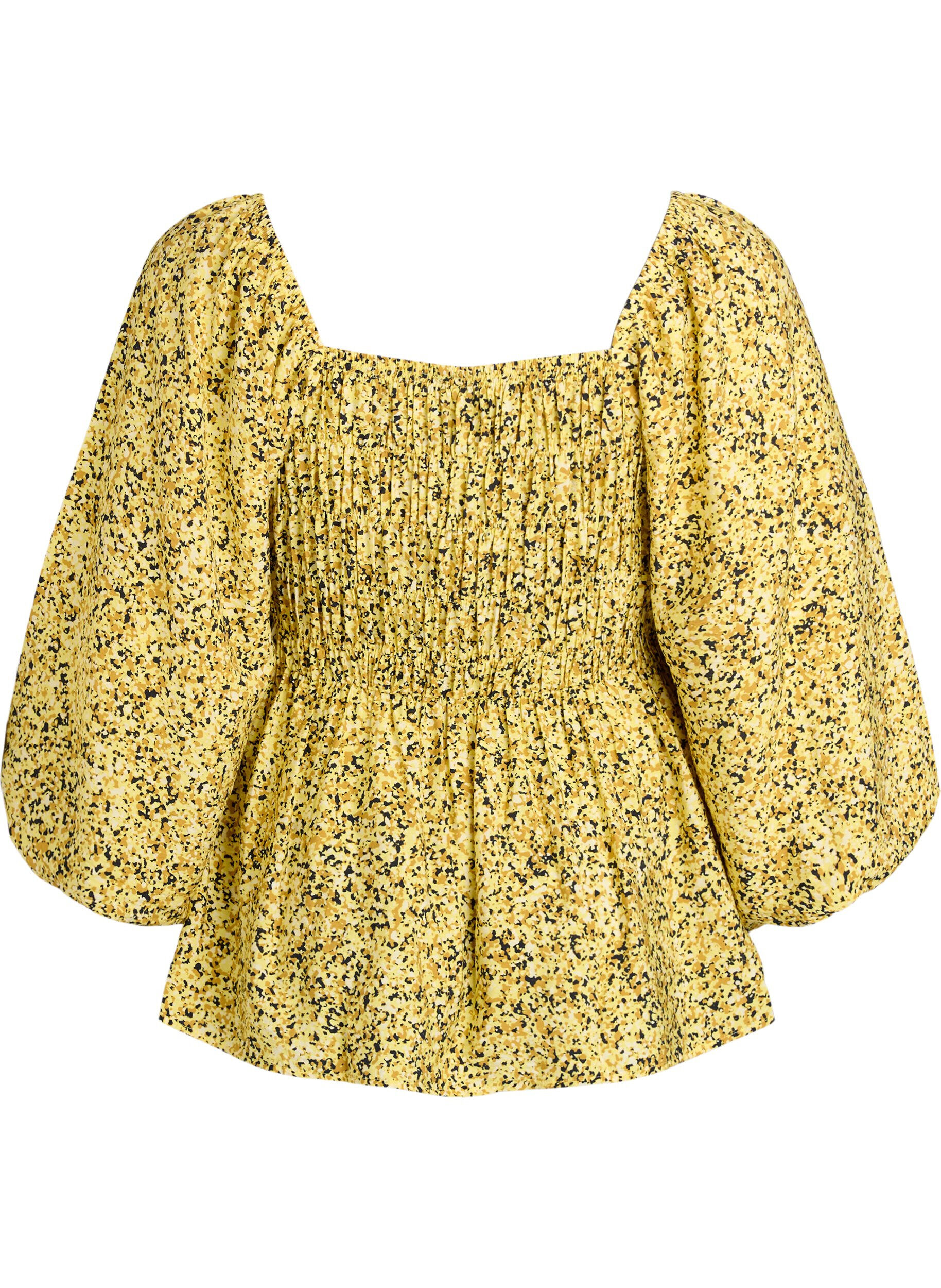 Zizzi Blouse smock&eacute;e &agrave; encolure carr&eacute;e, Jaune, Packshot image number 1