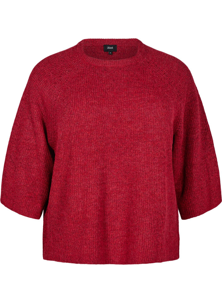 Pull c&ocirc;tel&eacute; &agrave; manches 3/4, Rouge, Packshot image number 0