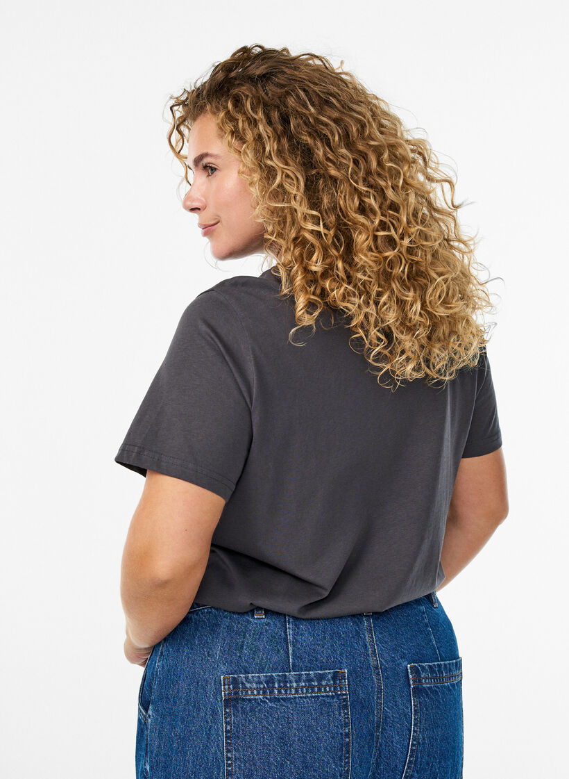 T-shirt en coton avec imprimé sur le devant, Gris anthracite, Model image number 2