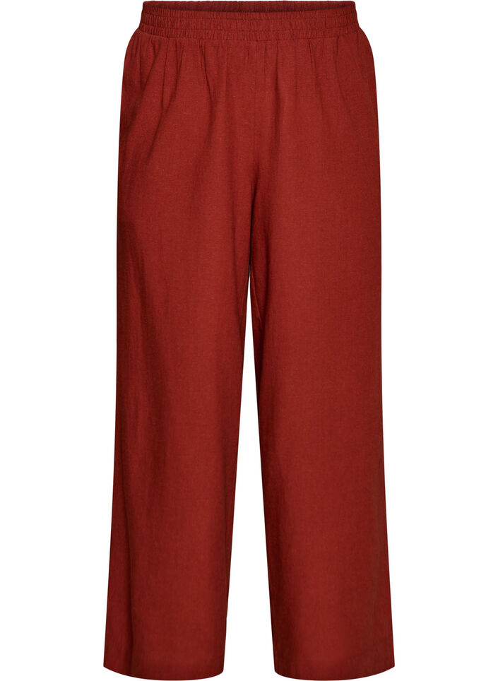Pantalon large en lin et viscose, Bordeaux, Packshot