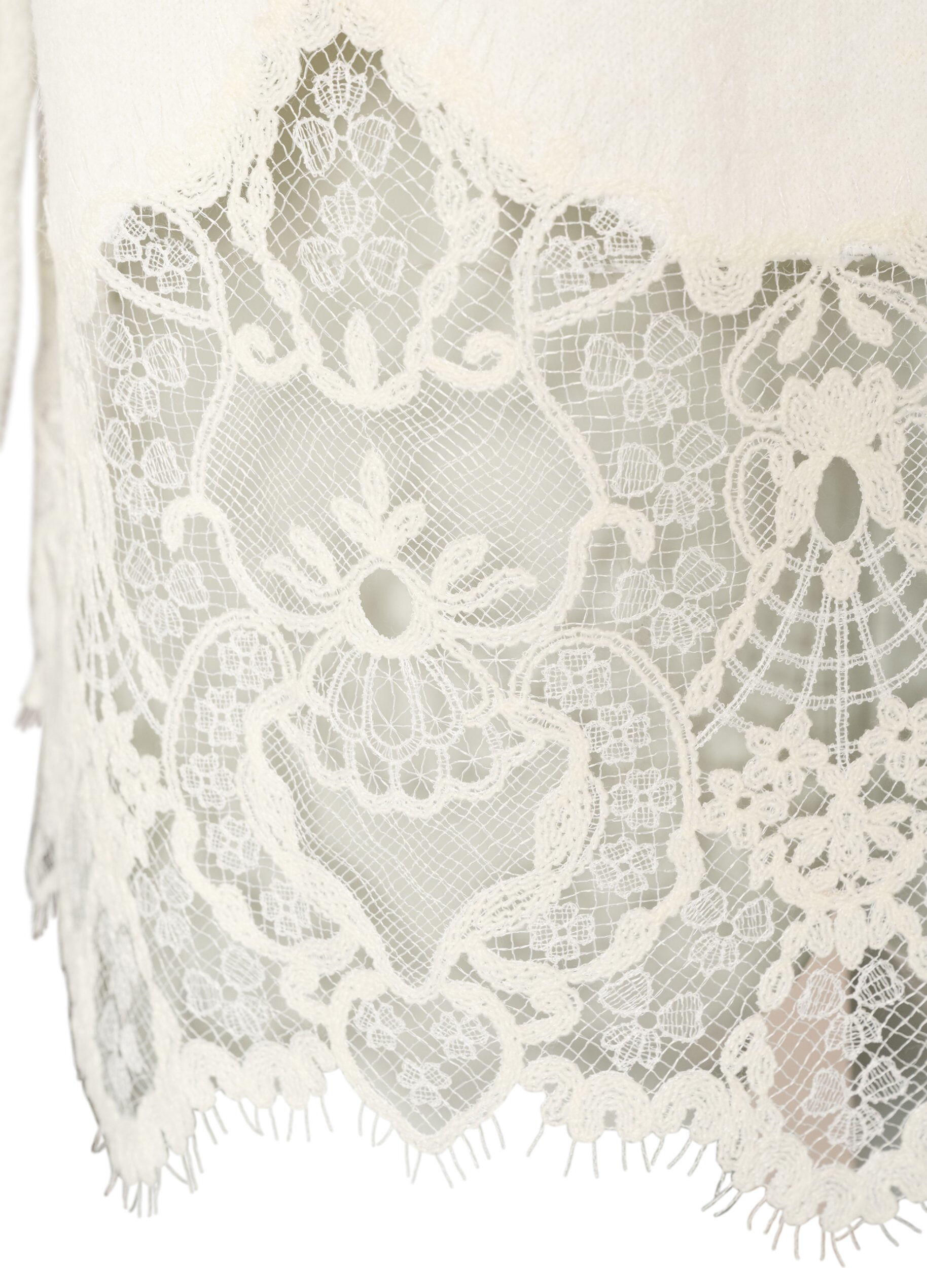 ZizziPull en maille &agrave; manches raglan et large bordure en dentelle, Beige, Packshot image number 4