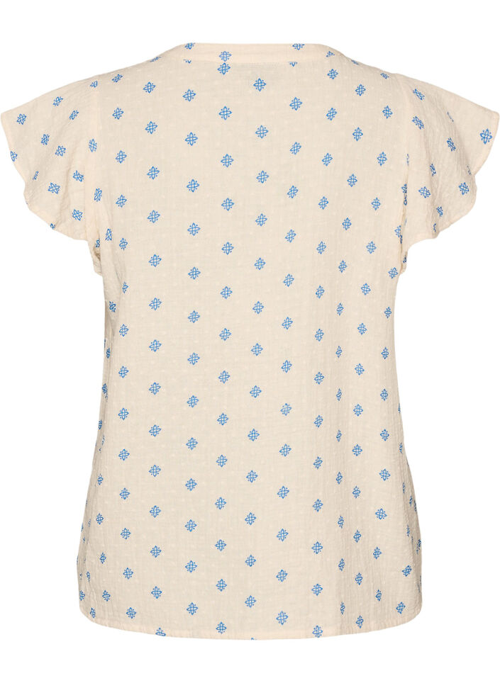 Blouse sans manches avec d&eacute;tails en crochet et volants, Beige, Packshot image number 1