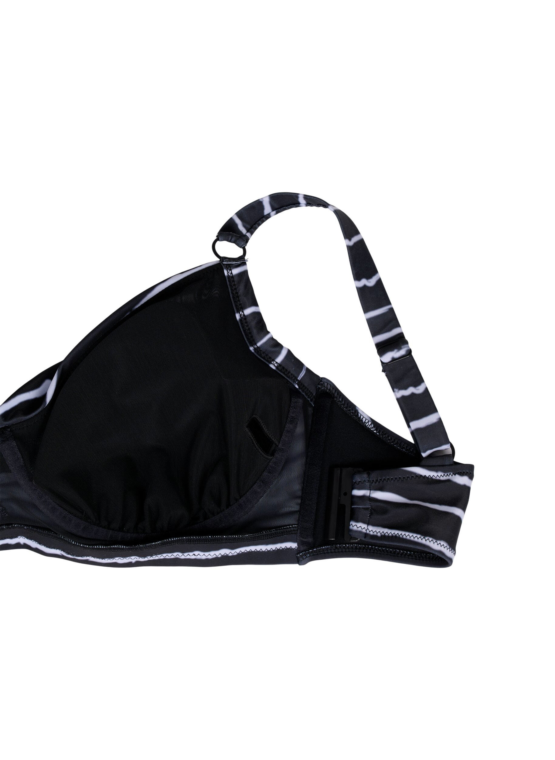 Zizzi Soutien-gorge de bikini imprim&eacute; avec armature, Black White Stripe, Packshot image number 3