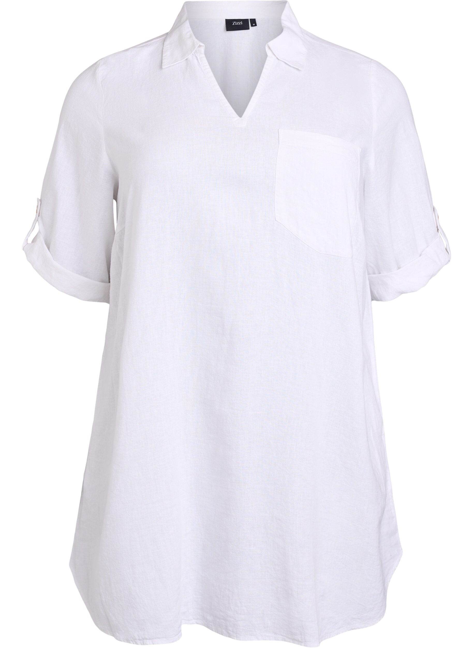 ZizziTunique coupe trap&egrave;ze en lin et viscose, Blanc, Packshot image number 0