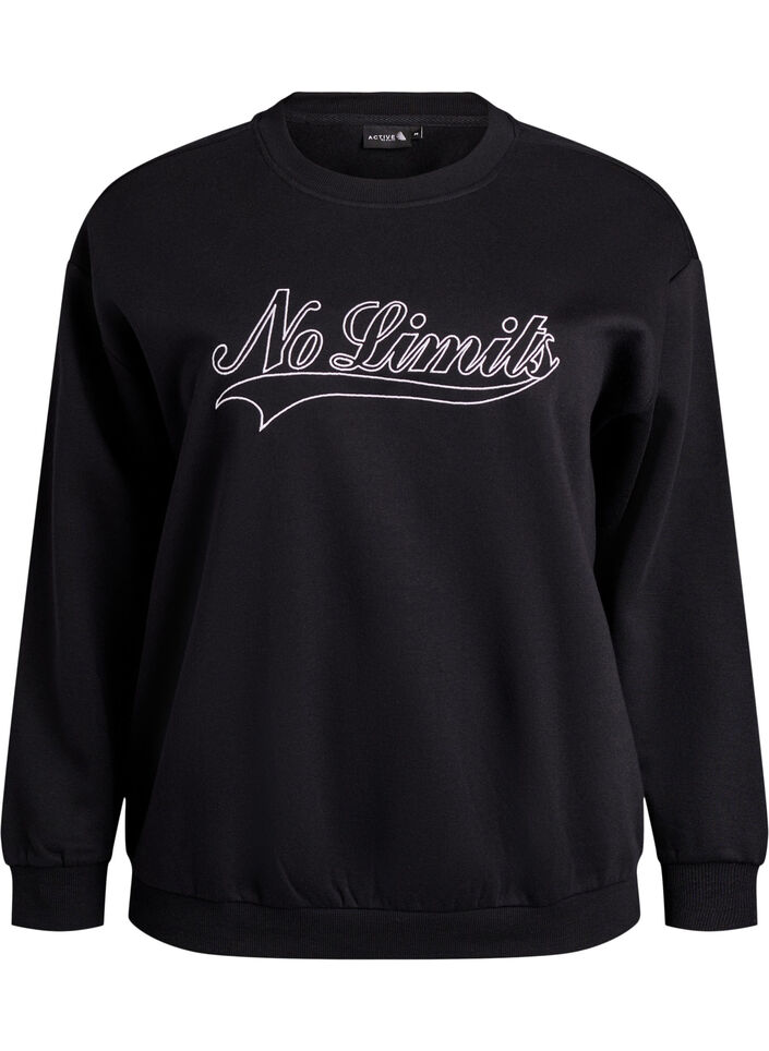 Sweatshirt avec d&eacute;tail statement, Noir, Packshot image number 0